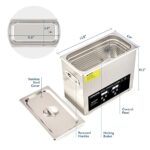 CREWORKS Ultrasonic Cleaner with Heater and Timer, 1.6 gal Digital Sonic Cavitation Machine, 180W 6L Stainless Steel Jewelry Cleaner for Professional Tool Glasses Watch Retainer Denture Parts Cleaning