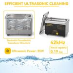 EIWEI Ultrasonic Cleaner, 42kHz Ultrasonic Jewelry Cleaner, Perfect for Cleaning Jewelry, Eyeglasses, Dental, Small Parts, Watchband, Coins, Small Ultrasonic Cleaner with Basket(700ML, 110V)