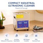 CREWORKS Ultrasonic Cleaner with Digital Timer and Heater, Portable 2L Ultrasonic Cavitation Machine, 304 Stainless Steel Professional Sonic Cleaning Machine for Jewelry Circuit Boards Auto Parts More