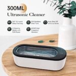 Jewelry Cleaner, Ultrasonic Cleaning Machine,300ml ultrasonic Cleaner with 4 time Settings 40Khz Stainless Steel Household ultrasonic Cleaning Machine for Eyeglass Watches Jewelry dentures