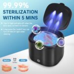 Ultrasonic Cleaner with Cleaning Tablets, U-V Retainer Cleaner Machine for Denture, Jewelry, Nightguard, Dental Pod, 45KHZ 230ML Portable Ultrasonic Jewelry Cleaner for Professional Cleaning at Home