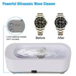 MorTime Ultrasonic Jewelry Cleaner, 300ml 2 AAA Batteries Operated Household Ultrasonic Cleaning Machine for Glasses Jewelry Watches Necklaces Rings