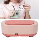 Portable Ultrasonic Jewelry Cleaner Ultrasonic Jewelry Machine Onekey Automatic Control for Glasses (Pink)
