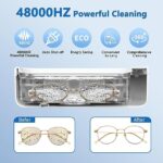 Ultrasonic Jewelry Cleaner Machine Pod-Deep Cleaning Machine 48Khz Ultrasonic Cleaner, Stainless Steel 304 High Capacity 350ML Tank, Silver Cleaner for Dentur, Ring, Earing, Glasses, Watches, Coins
