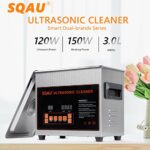 SQAU Ultrasonic Cleaner 3L with Digital Heater and Timer, Professional Ultrasonic Cleaner Total 270w Stainless Steel Sonic Cavitation Machine for Jewelry Gold Silver Watch Diamond Small Parts Cleaning