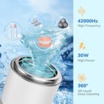 Ultrasonic Cleaner for Dentures, Life Basis Portable Ultrasonic Jewelry Cleaner 7.4 OZ (220ML) 42kHz Ultrasonic Retainer Cleaner Machine for Denture Retainer Aligner Jewelry Coins