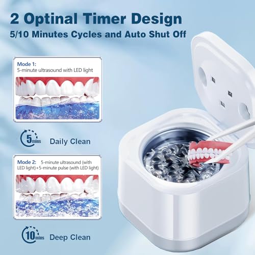 Voraiya Ultrasonic UV Cleaner for Dentures Aligner Retainer Whitening Trays  Night Dental Mouth Guard Toothbrush Head Ultrasonic Cleaner Machine for all  dental Appliances Jewelry Diamonds