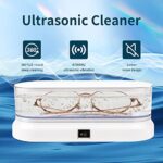 Ultrasonic Jewelry Cleaner, 47KHz Low Noise Portable Ultrasonic Machine for All Jewelry, Ring, Earrings, Necklace, Silver, Retainer, Eyeglass, Watches, Coins, Razors?Transparent?