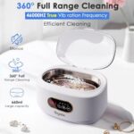 RIGATE Ultrasonic Jewelry Cleaning Machine (22.3oz/660ml) with Glasses Ring Silver Glasses Teeth Fixer Professional Sound Wave Cleaning, 5-Speed Digital Timer, 35W 46KHz, Watch Denture Clean