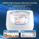 Rescare Ultrasonic U-V Cleaner for Denture,Retainer,Whitening Trays, Mouth Guard, Aligner, Toothbrush Head with 45Khz, 5 Min/10 Min Dual Cleaning Functions for all Dental Appliances…