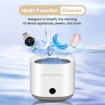 Ultrasonic Cleaner for Dentures & Retainers: Space-Saving, 42kHz Portable Professional Ultra Sonic Cleaner Machine for Jewelry, Mouth Guard, Rings, Silver, Watches, Diamonds, Coins, Razors (180ml)