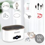 22 Oz Ultrasonic Jewelry Cleaner, Ultrasonic Cleaner with 5 Digital Timer, SUS 304 Tank, Watch Holder, 45kHz Jewelry Cleaner Ultrasonic Machine for Eyeglasses, Watches, Rings, Dentures, Silver