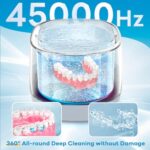 Exluvon Ultrasonic Retainer Cleaner 45KHz, 250ML Portable Ultrasonic Cleaner, Professional Retainer Cleaner Machine for Dentures, Aligner, Mouth Guard, Whitening Trays and Jewelry