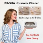 Ultrasonic Jewelry Cleaner Machine, 47KHz Upgrade Ultrasonic Cleaner Machine SUS 304 with 350ML Tank, 18W Portable Jewelry Cleaner Ultrasonic Machine for Glasses, Necklaces, Makeup Brush, Denture,Toys