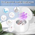 Ultrasonic Retainer Cleaner Machine – 45kHz Deep Cleaning for Dentures, Aligners, Mouth Guards, Whitening Trays, Toothbrush Heads, and Braces 200ML Portable Ultrasonic UV Retainer Cleaner for Dentures
