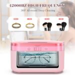 LifeBasis Ultrasonic Jewelry Cleaner, 17 OZ Ultrasonic Cleaner with 42kHz, Portable Jewelry Cleaner with 5 Cleaning Timer for Jewelry Eyeglasses Watches Dentures – Pink