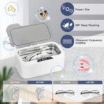 Beicok Ultrasonic Jewelry Cleaner Machine,47khz Portable Professional Sonic Glasses Cleaning Machine 500ml with 6 Modes Timer for Eyeglasses, Rings,Watch,Dentures,Earrings