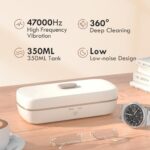 Marsflex Ultrasonic Jewelry Cleaner Machine, 47KHz Portable Jewelry Cleaner Ultrasonic Machine with 2 Modes 350ML for Household Eyeglasses Coin Ring Denture Watches Necklaces Earrings Toothbrush
