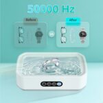 Ultrasonic Jewelry Cleaner, 50kHz Professional Portable Jewelry Cleaner Ultrasonic Machine with 3 Timer Modes, 22 oz Ultrasonic Cleaner for Eyeglasses,Rings,Watch Straps,304 Stainless Steel Water Tank