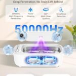 WRKLLY Ultrasonic Jewelry Cleaner, 50KHz 14oz Professional Ultrasonic Cleaner Machine with 4 Timer Modes,304 Stainless Steel Tank for Jewelry, Eyeglasses, Rings, Coins, Watch Strap,Dentures (White)