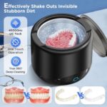 Kaitse Ultrasonic Retainer Cleaner for Denture: Ultra Sonic Dental Cleaning – Mouth Guard Cleaner for Aligner 24W 220ML (Black)