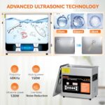 Professional Ultrasonic Cleaner, ROLWAY 40KHz 3.5L(0.92 gal) Jewelry Cleaner with Degas & Gentle Mode, Ultrasonic Jewelry Cleaner with Heater & Timer for Glasses, Nuts, Bolts, Carburettors