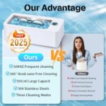 Cudinham 50KHz Jewelry Cleaner Ultrasonic Machine, 550ml/19oz Ultrasonic Jewelry Cleaner with Digital Timer, Stainless Steel Ultrasonic Cleaner -Jewelry Cleaner for All Jewelry, Silver and Eyeglass