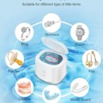 BCOM Ultrasonic Retainer Cleaner, Retainer Cleaner Machine 46kHz, Professional Portable Ultrasonic Jewelry Cleaner for Dental Retainer Pod, Mouth Guard, Watch, Ring, Jewelry – Household Use, White