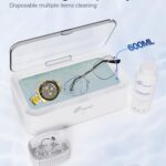 Loocam Ultrasonic Cleaner with 120ml Cleaner Solution Included, 600ml/20oz Capacity 46kHz Ultrasonic Jewelry Cleaner, Professional Stainless Steel Cleaning Pod for Jewelry, Eyeglasses, Rings, Watches