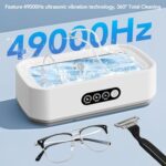 Smart Ultrasonic Jewelry Cleaner – Powerful Portable Ultrasonic Cleaner for Glasses, Rings, Watches, Dentures, high Capacity 650ml Stainless Steel Tank ultrasonic Retainer Cleaner (White)