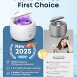 Ultrasonic Retainer Cleaner, 45kHz Retainer Cleaner Machine for Dentures, Mouth Guards, Night Guard, Braces, Aligner, Jewelry, 3 Modes Denture Cleaner & 200ML Dental Cleaning Pod (White)