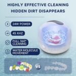 Ultrasonic Retainer Cleaner, 45kHz Retainer Cleaner Machine for Dentures, 4 Mode Dental Cleaning Pod with 200ML Capacity for Retainer Denture Cleaner, Night Guards