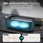AI Ultrasonic Jewelry Cleaner, Jewelry Cleaning Machine Smart Variable Frequency 47KHz – 50KHz, Professional Sonic Cleaner with UV for Rings, Glasses, Watches, Dentures, Retainer, Earrings, Necklaces