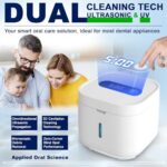 Ultrasonic Retainer Cleaner, Retainer Cleaner Machine, Dental Cleaning Pod for Dentures, Mouth Guard, Aligner, Night Guard, Jewelry, Braces, Ultra Sonic Cleaner for All Dental Appliances (White)
