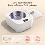 LINGSFIRE Ultrasonic Retainer Cleaner, Portable Denture Cleaner 48khz Mouth Guard Cleaner 250ml Professional Cleaner Machine for All Dental Braces or Jewelry