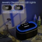 Professional Ultrasonic Jewelry Cleaner with Solution, 20oz 550ML Sonic Cleaner for Silver, Gold, Diamond Rings, Necklaces, Retainers, Eyeglasses, Dentures – 304 Stainless Steel Tank with Lights