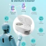 Upgraded [Draining & Drying] Ultrasonic Jewelry Cleaner – 45kHz Ultrasonic Retainer Cleaner Machine for Denture, Rings, Jewelry, Braces – 200ml Capacity – 304 Stainless Steel Tank(White)