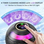 Ultrasonic Retainer Cleaner Machine – 45kHz Sonic Dental Cleaning Pod for Denture Mouth Guard, 200ML 4 Timer Modes Portable Ultrasonic Denture Cleaner for Dental Appliances, Aligner, Jewelry (Black)