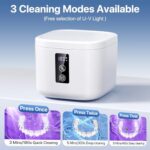 Ultrasonic Retainer Cleaner,375 ML Ultrasonic Cleaner,48kHz Retainer Cleaner Machine with 3 Modes Digital Timer for Denture Cleaner, Aligner,Braces,Toothbrush Heads,Jewelry White