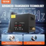 VEVOR 10L Ultra Sonic Cleaner, 240W Digital Ultrasonic Cleaning Machine with Gentle Mode & Upgraded Degassing, 40kHz Industrial Ultrasound Cleaner with Heater & Timer for Retainer, Jewelry, Tools