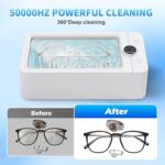Ultrasonic Jewelry Cleaner, 50KHz Professional Jewelry Cleaner Machine with 3 Timer Modes for Jewelry, Eyeglasses, Rings, Watch Strap, Dentures, 304 Stainless Steel Tank