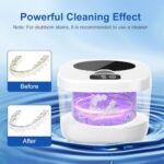 Professional Ultrasonic Retainer Cleaner Retainer Cleaning Machine – 45kHz Ultrasonic Cleaning, Suitable for Denture Mouth Guard Aligner Dental Trays