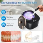 Ultrasonic Retainer Cleaner Machine – Raccomb 45kHz LED Light Ultrasonic Cleaner for Dentures, Aligner, Mouth Guard, Night Guard Cleaner, 230mL Sonic Cleaning Machine for Jewelry, Dental Appliances