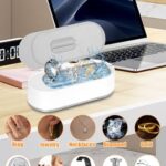 Nagobi Ultrasonic Jewelry Cleaner, Small Portable, Sonic Cleaner Machine for Diamond, Necklace, Coins, Watch Straps, 42 KHz, 6 Oz, White