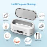 Miorcols Ultrasonic Jewelry Cleaner 48KHz Ultrasonic Cleaner Machine for Jewelry, Glasses, Retainers, Rings, Dentures, Watch Strap 12oz 304 Stainless Steel- Cool White