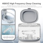 ROLWAY Retainer Cleaner,46kHz 220ML Ultrasonic Retainer Cleaner with One Touch Control, Deep Cleaning for Mouth Guard, Braces, Invisible Aligners, Dentures, Jewelry (White)
