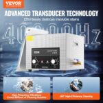 VEVOR 15L Sonic Cleaner with Heater Timer & Basket, Professional Digital Sonic Cavitation Machine, 360W Cleaning Machine for Lab Tools, Metal Parts, Carburetor, Brass, Auto Parts, Engine Parts