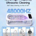 Ultrasonic Jewelry Cleaner Machine, 48KHz Ring Ultrasonic Cleaner, 4 Cleaning Modes – Suitable for Eyeglasses, Jewelry, Rings, Watchbands, Braces, Dentures, 13.5oz 304 Stainless Steel Tank for Gift
