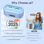 AI Ultrasonic Jewelry Cleaner,50KHz Professional Ultrasonic Cleaner Machine with 304 Stainless Steel for Jewelry, Dentures, Eyeglasses, Rings,Coin, Watch Strap, Hygiene Items 0002