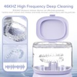 ROLWAY Retainer Cleaner,46kHz 220ML Ultrasonic Retainer Cleaner with One Touch Control, Deep Cleaning for Mouth Guard, Braces, Invisible Aligners, Dentures, Jewelry (Purple)